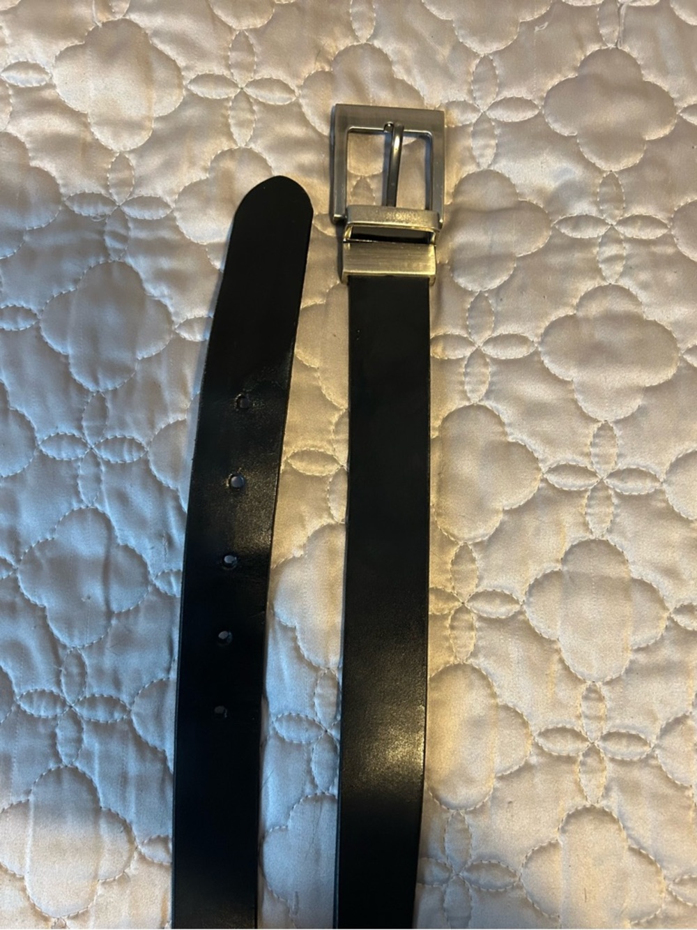 Classic Double Sided  Black / Brown Men's Leather Belt with Silver Tone Buckle